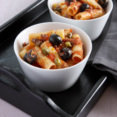 Recept Rigatoni met ansjovis en olijven Grand'Italia